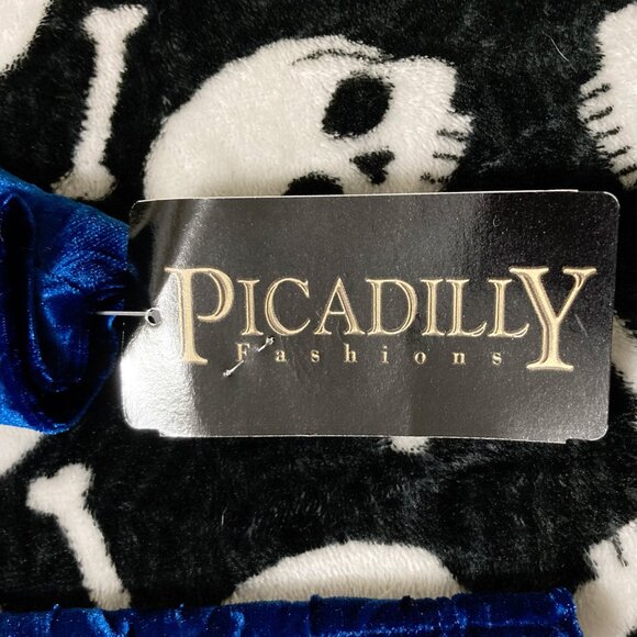 PICADILLY NWT Royal blue velvet long sleeve shirt ~ Vintage MEDIUM LARGE top - Picture 11 of 14